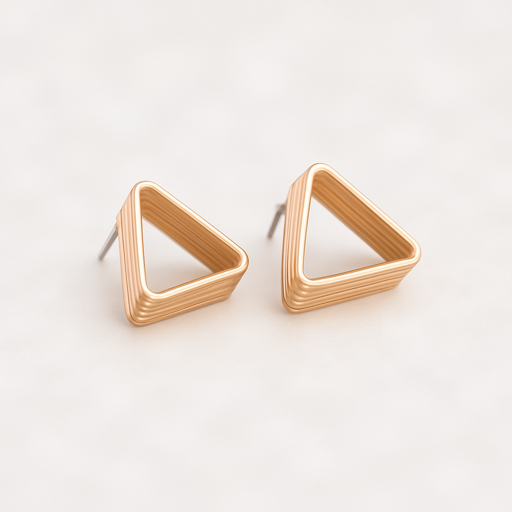 EL ARO Rose Gold & Gold Tiered Triangle Stud Earrings