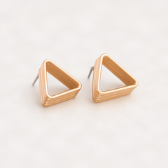 EL ARO Rose Gold & Gold Tiered Triangle Stud Earrings