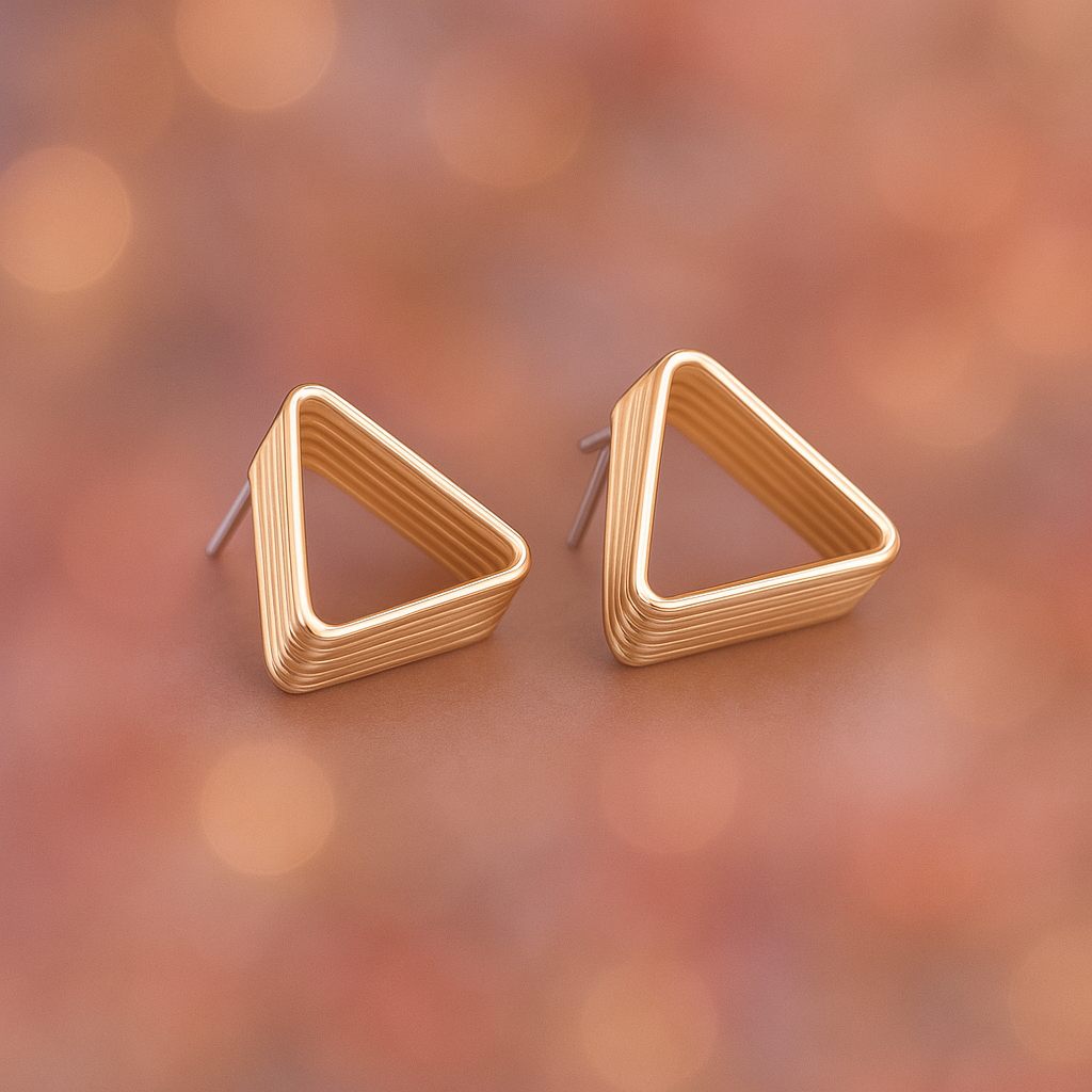 EL ARO Rose Gold & Gold Tiered Triangle Stud Earrings