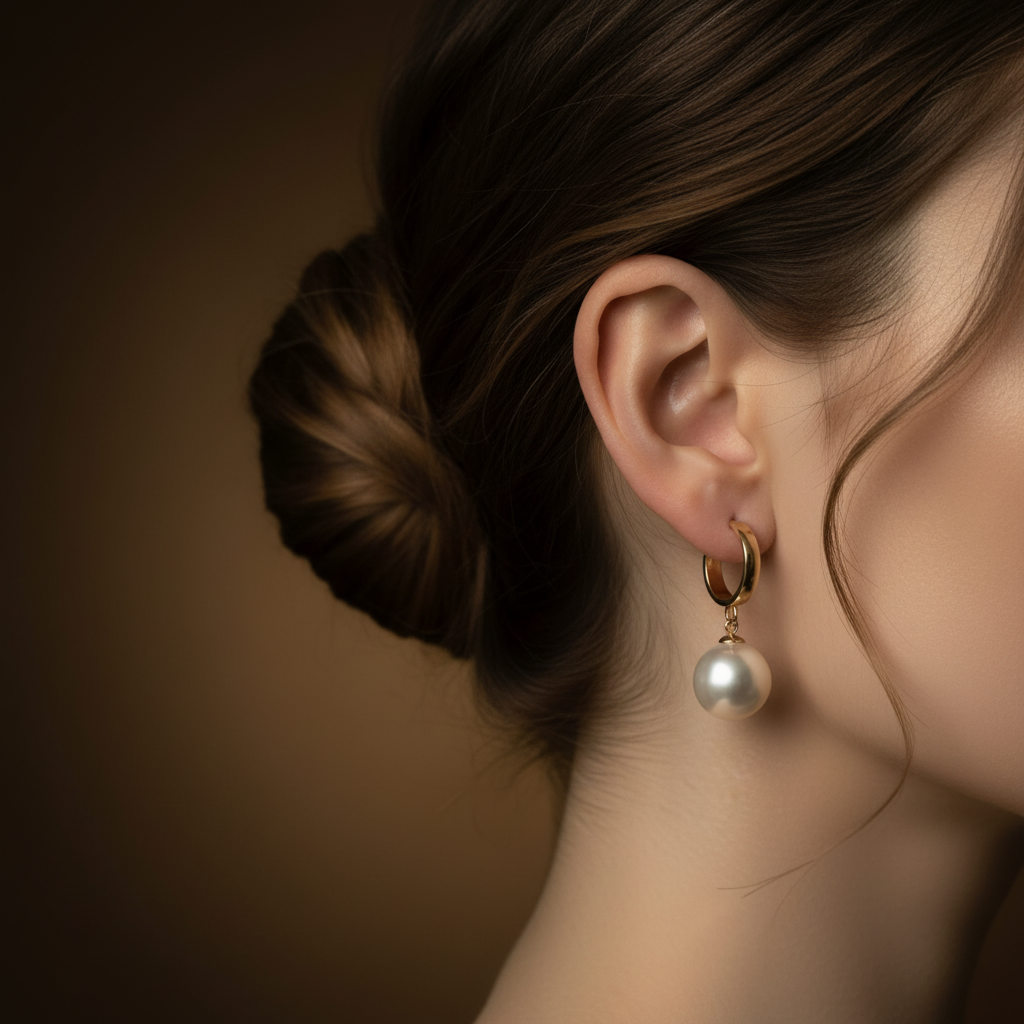 EL ARO Pearl Huggie Hoop Earrings