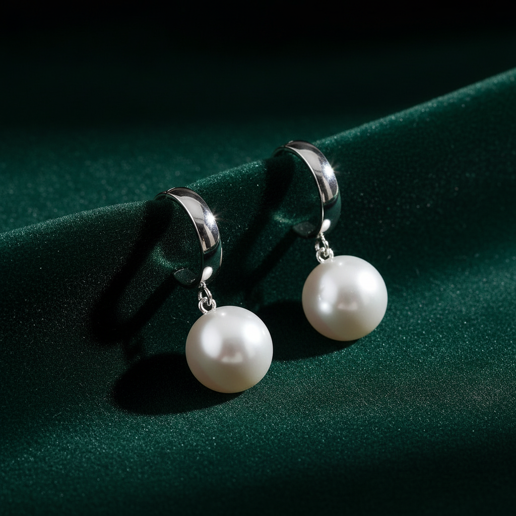 EL ARO Pearl Huggie Hoop Earrings