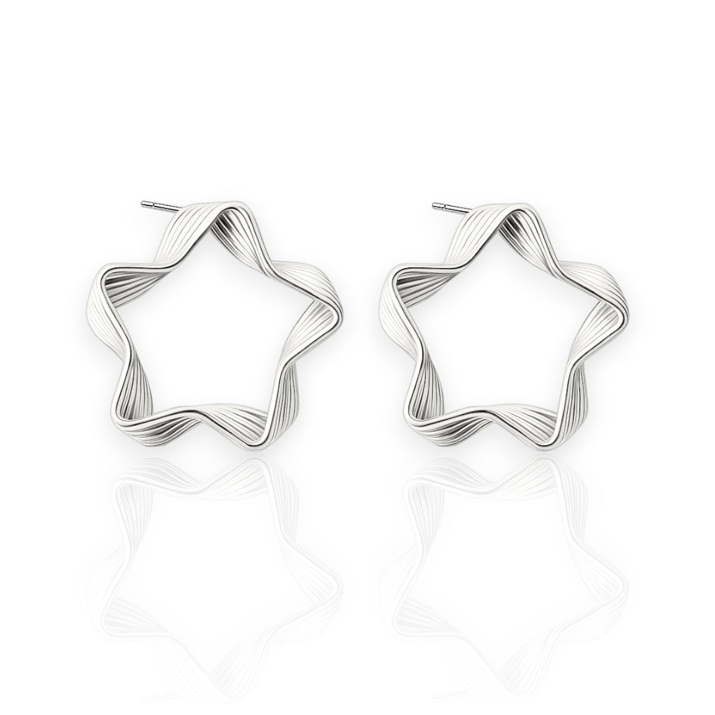EL ARO Gold & Silver Star Hoop Earrings
