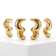 EL ARO Gold Sculptural S-Wave Chunky Hoop Stud Earrings