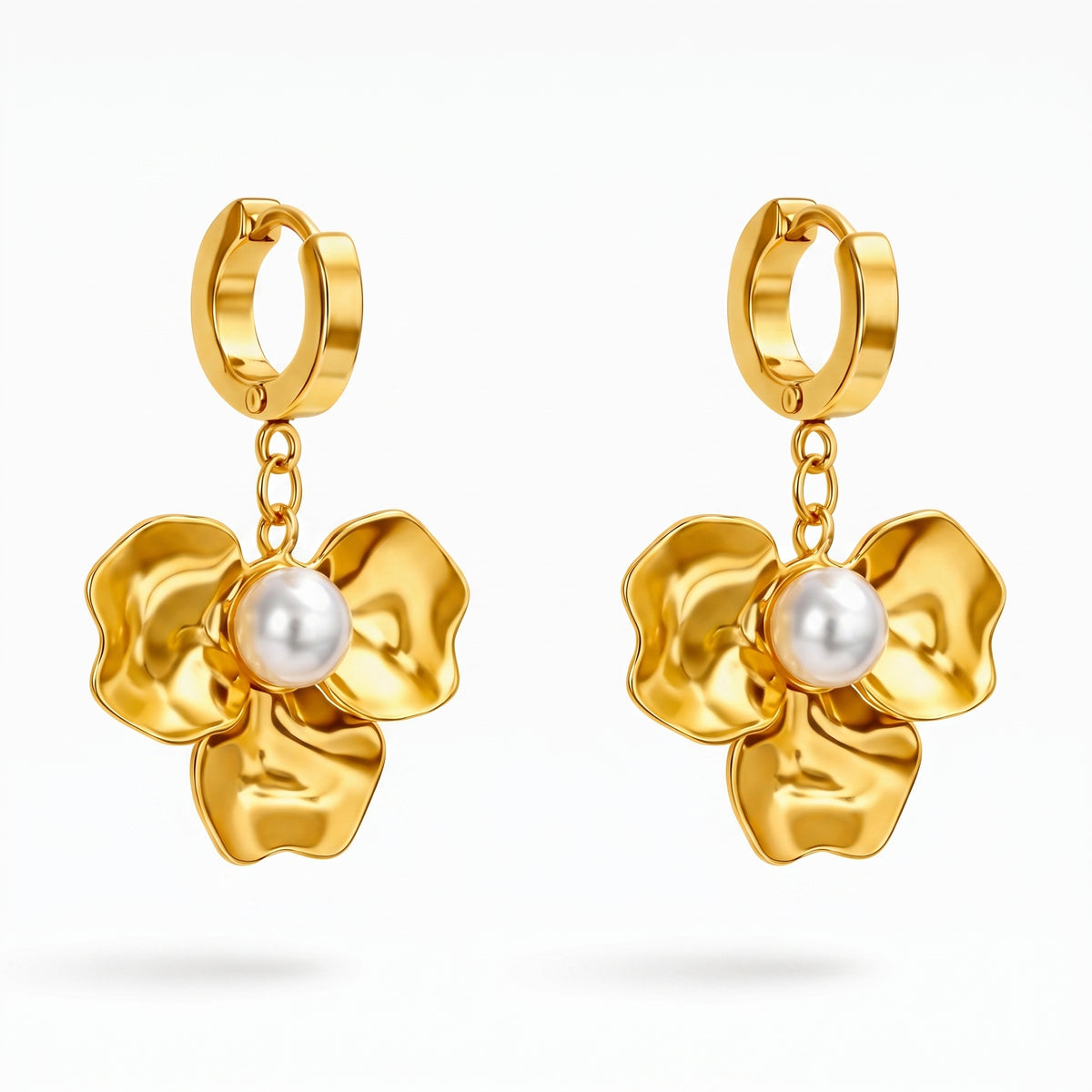 ELARO Flower Drop Earrings with Pearl