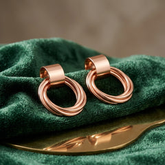 EL ARO Modern Textured Multi-Ring Geometric Drop Stud Earrings for Women