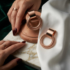 EL ARO Rose Gold Plated Multi-Hoop Dangle Earrings | Minimalist Contemporary Jewelry
