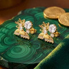 Elaro Aurelia Studs — Gold CZ Floral Cluster Stud Earrings