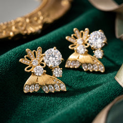 Elaro Aurelia Studs — Gold CZ Floral Cluster Stud Earrings