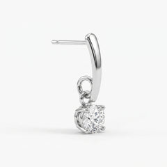 EL ARO Silver Leaf Petal Drop Earrings with CZ Solitaire