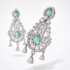 EL ARO Pink Blossom Dangle Earrings — Silver CZ Chandelier Drop