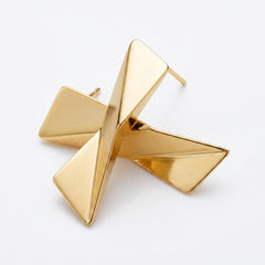 EL ARO Gold Mirror-Finish Folded Triangle Geometric Stud Earrings