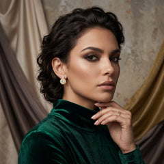 Elaro Luxury Pearl & CZ Halo Drop Earrings — Gold Bridal Collection