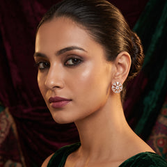 EL ARO Rose Gold Hexagon CZ Stud Earrings