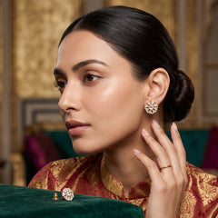 EL ARO Rose Gold Hexagon CZ Stud Earrings