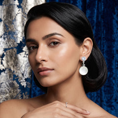 EL ARO Silver CZ Solitaire & Mother-of-Pearl Round Drop Earrings