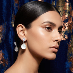 EL ARO Silver CZ Solitaire & Mother-of-Pearl Round Drop Earrings