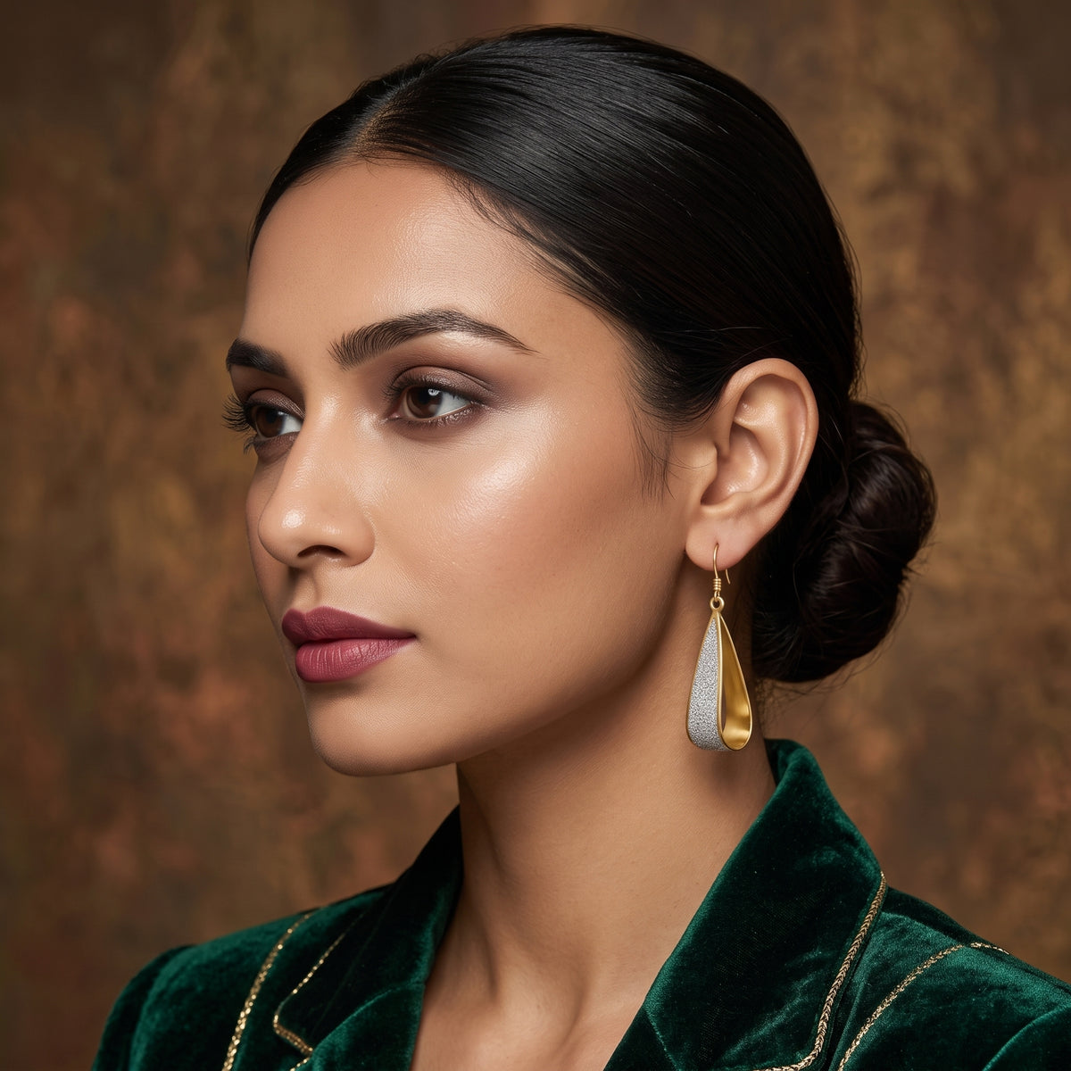 EL ARO Gold & Glitter Twisted Teardrop Dangle Earrings