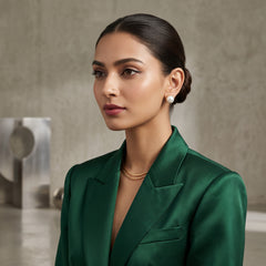 EL ARO Oversized Pearl Button Stud Earrings with Gold Bead Halo
