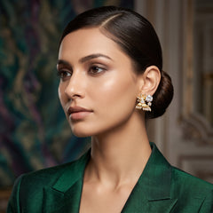 Elaro Aurelia Studs — Gold CZ Floral Cluster Stud Earrings