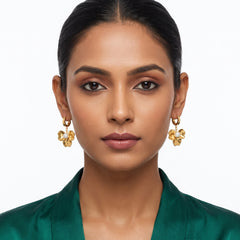 ELARO Flower Drop Earrings with Pearl