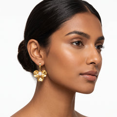 ELARO Flower Drop Earrings with Pearl