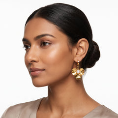 ELARO Flower Drop Earrings with Pearl