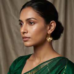 ELARO Flower Drop Earrings with Pearl