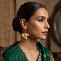 ELARO Flower Drop Earrings with Pearl