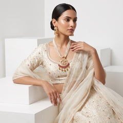 Elaro Pearl Strand Necklace & Jhumka Earrings Set with Peacock Pendant