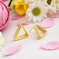 EL ARO Rose Gold & Gold Tiered Triangle Stud Earrings
