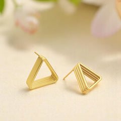 EL ARO Rose Gold & Gold Tiered Triangle Stud Earrings
