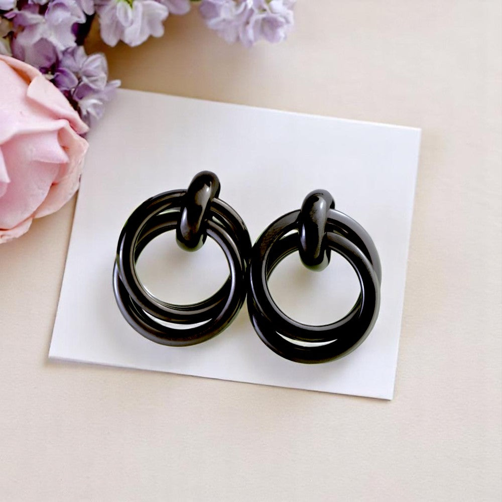 EL ARO Modern Multi-Ring Geometric Drop Earrings