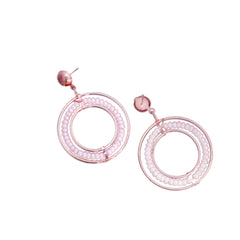 EL ARO Rose Gold Beaded Circle Hoop Drop Earrings