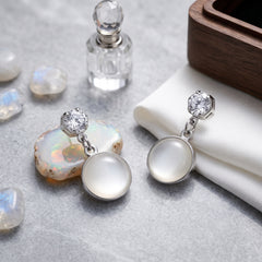 EL ARO Silver CZ Solitaire & Mother-of-Pearl Round Drop Earrings