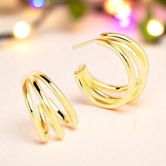 EL ARO Gold Triple Layered Chunky Hoop Earrings — Everyday Luxury