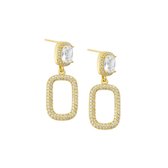 EL ARO Cubic Zirconia Geometric Rectangle Drop Earrings
