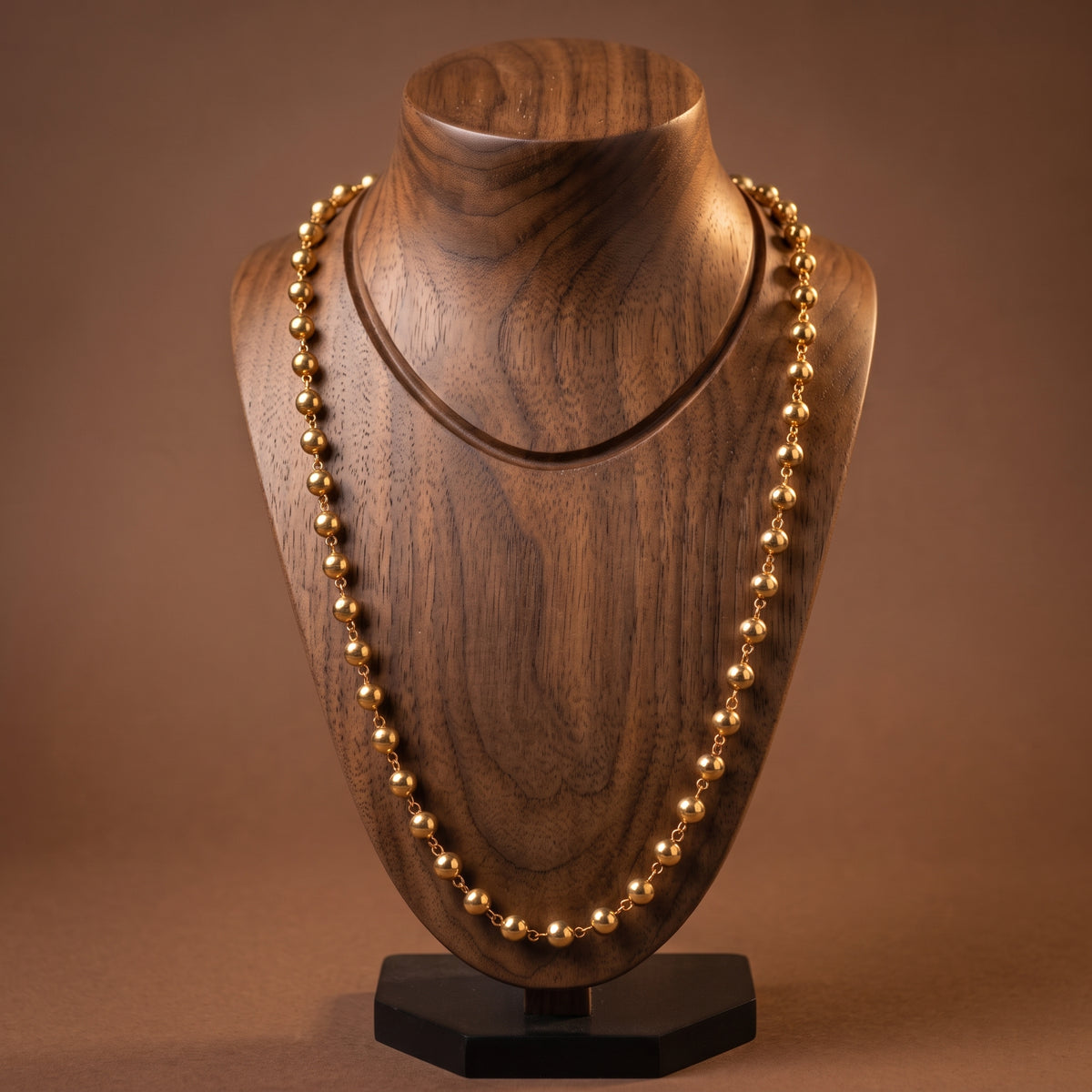 Elaro Spherical Bead Gold Chain Necklace