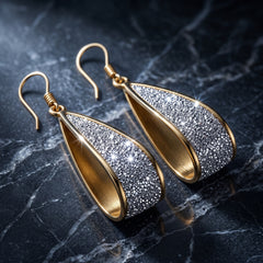 EL ARO Gold & Glitter Twisted Teardrop Dangle Earrings