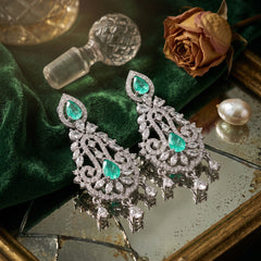 EL ARO Pink Blossom Dangle Earrings — Silver CZ Chandelier Drop