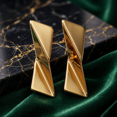 EL ARO Gold Mirror-Finish Folded Triangle Geometric Stud Earrings
