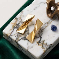 EL ARO Gold Mirror-Finish Folded Triangle Geometric Stud Earrings