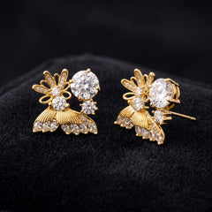Elaro Aurelia Studs — Gold CZ Floral Cluster Stud Earrings