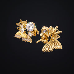Elaro Aurelia Studs — Gold CZ Floral Cluster Stud Earrings
