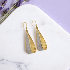 EL ARO Gold & Glitter Twisted Teardrop Dangle Earrings