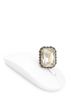 EL ARO Vintage Silver Emerald-Cut Green Crystal Stud Earrings with Marcasite Border