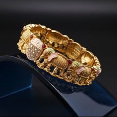 Elephant Motif Nakshi Kada pair  and Rajwadi Mother of Pearl Meenakari Kada pair.