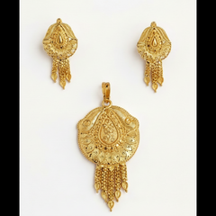 EL ARO Traditional Gold-Plated Pendant and Earrings Jewellery Set for Women