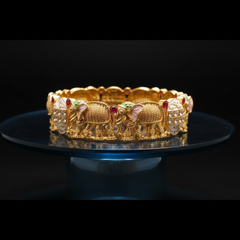 Elephant Motif Nakshi Kada pair  and Rajwadi Mother of Pearl Meenakari Kada pair.