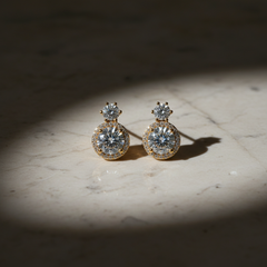 Elaro Luxury Pearl & CZ Halo Drop Earrings — Gold Bridal Collection