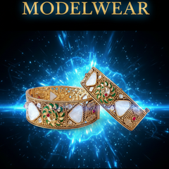 Elephant Motif Nakshi Kada pair  and Rajwadi Mother of Pearl Meenakari Kada pair.